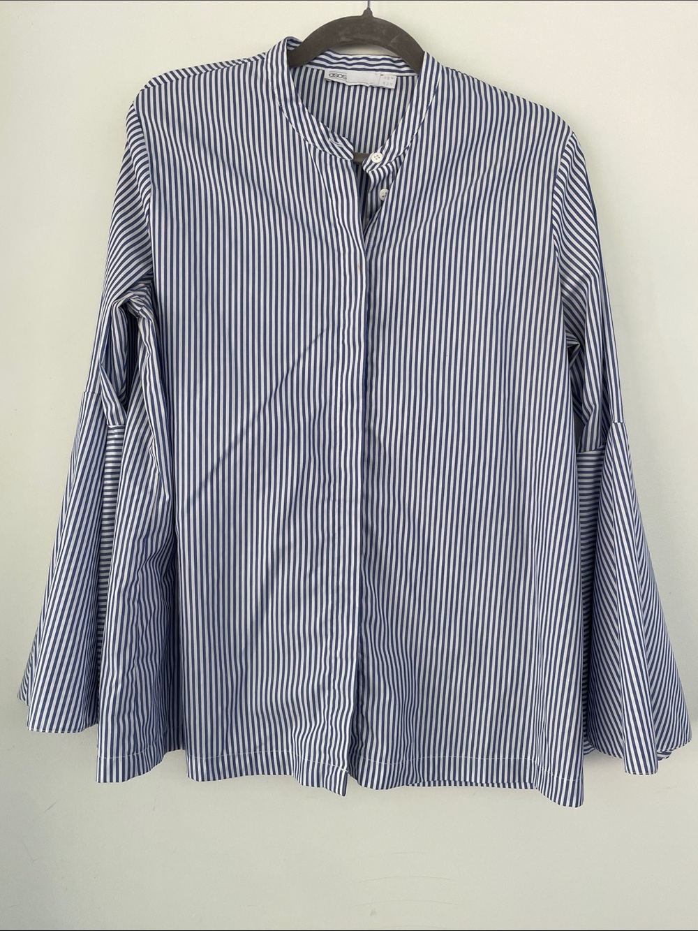 ASOS Blue and White Vertical Stripe Button-Down Shirt